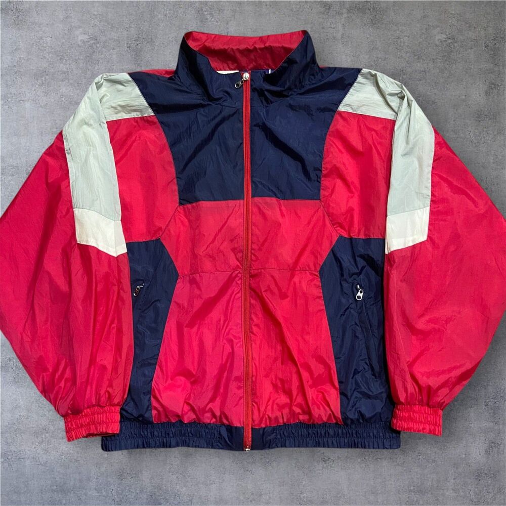 Bahama Bay Club Vintage 80s Nylon Color Block Multicolor Windbreaker Men's XL
